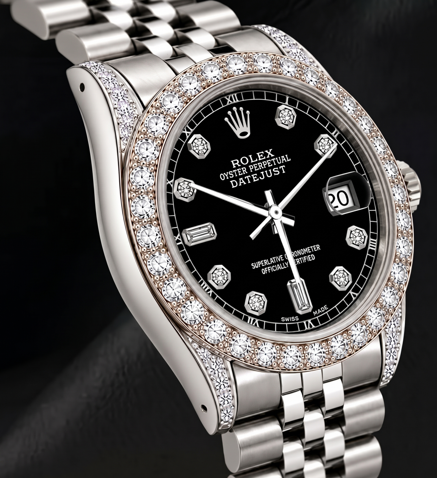 Rolex 16200 Datejust 36mm  Black Diamond Dial Stainless Steel Watch