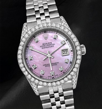 Rolex 16200 Datejust Pink Diamond Dial 36mm Diamond Bezel Stainless Steel Watch