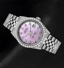 Rolex 16200 Datejust Pink Diamond Dial 36mm Diamond Bezel Stainless Steel Watch