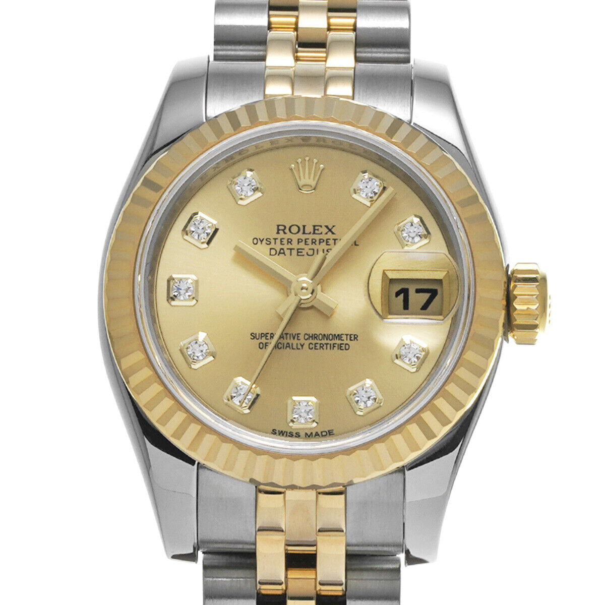 Rolex 179173 Datejust 26 mm Champagne Diamond Dial Year 2014 Two Tone Watch