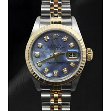 Rolex Year 2001 Datejust Gray Mother Of Pearl Diamond Dial 26 mm Two Tone Watch