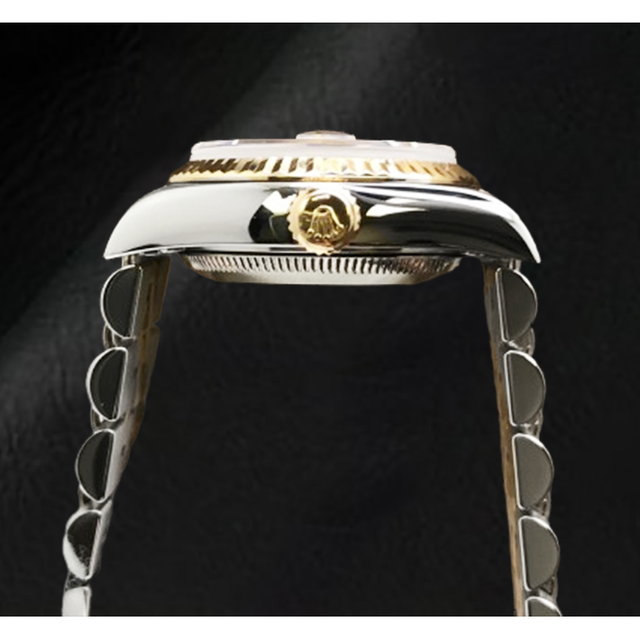 Rolex Year 2001 Datejust Gray Mother Of Pearl Diamond Dial 26 mm Two Tone Watch