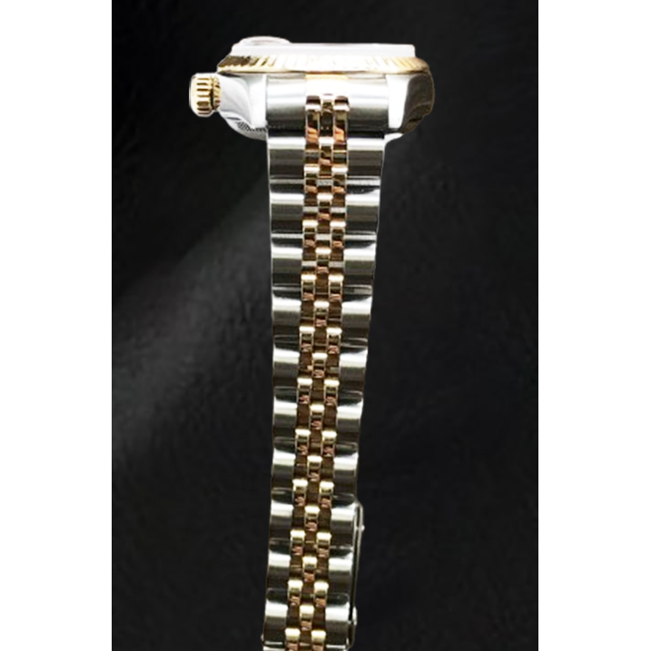 Rolex Year 2001 Datejust Gray Mother Of Pearl Diamond Dial 26 mm Two Tone Watch