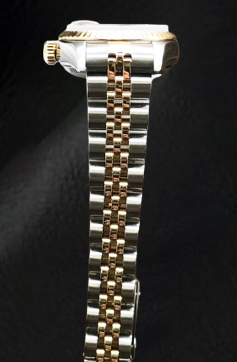 Rolex Year 2001 Datejust Gray Mother Of Pearl Diamond Dial 26 mm Two Tone Watch