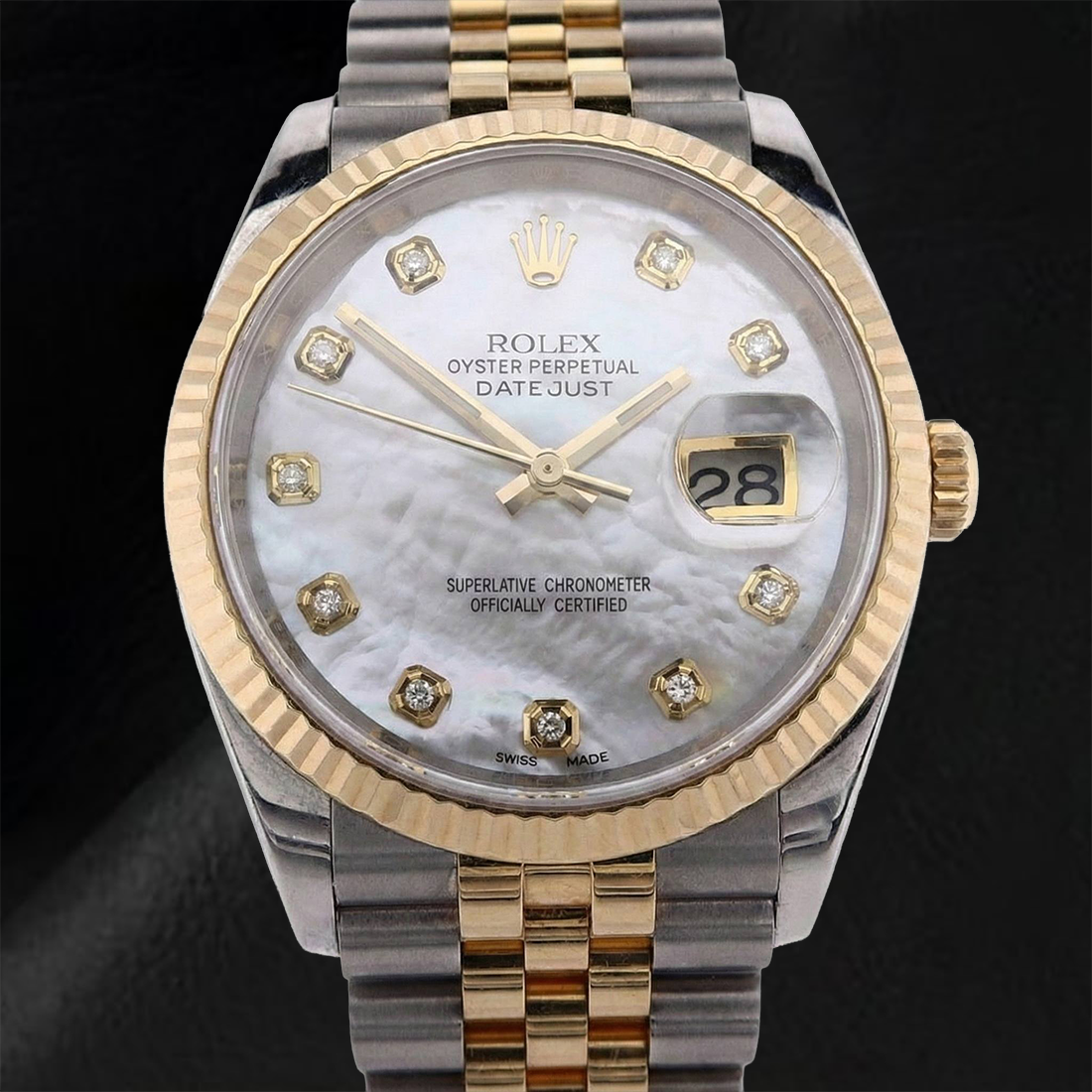 Real Pearl Rolex 0.20 ct Two Tone – main view