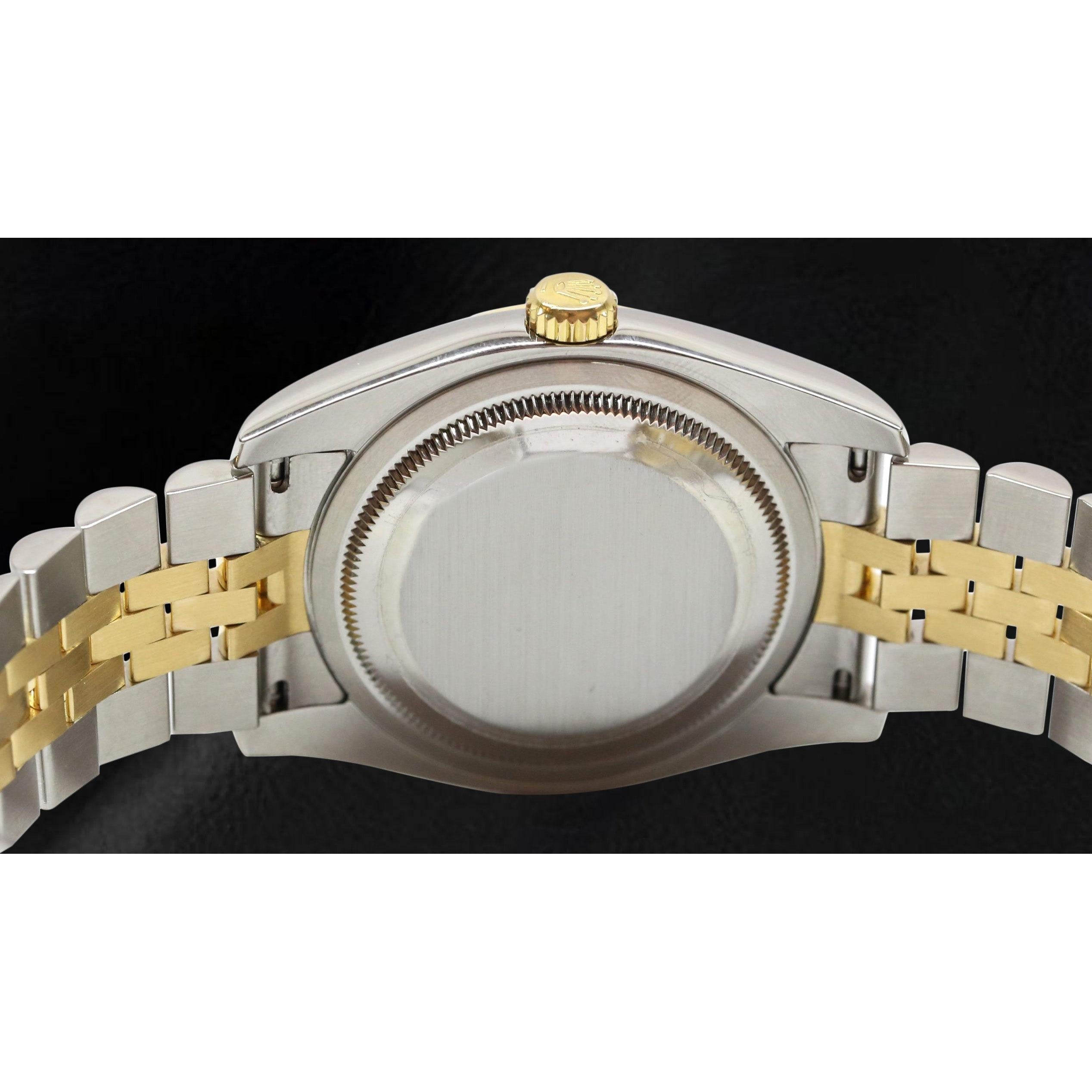 Gemstone Rolex in Sterling Silver Two Tone Gold – profile view