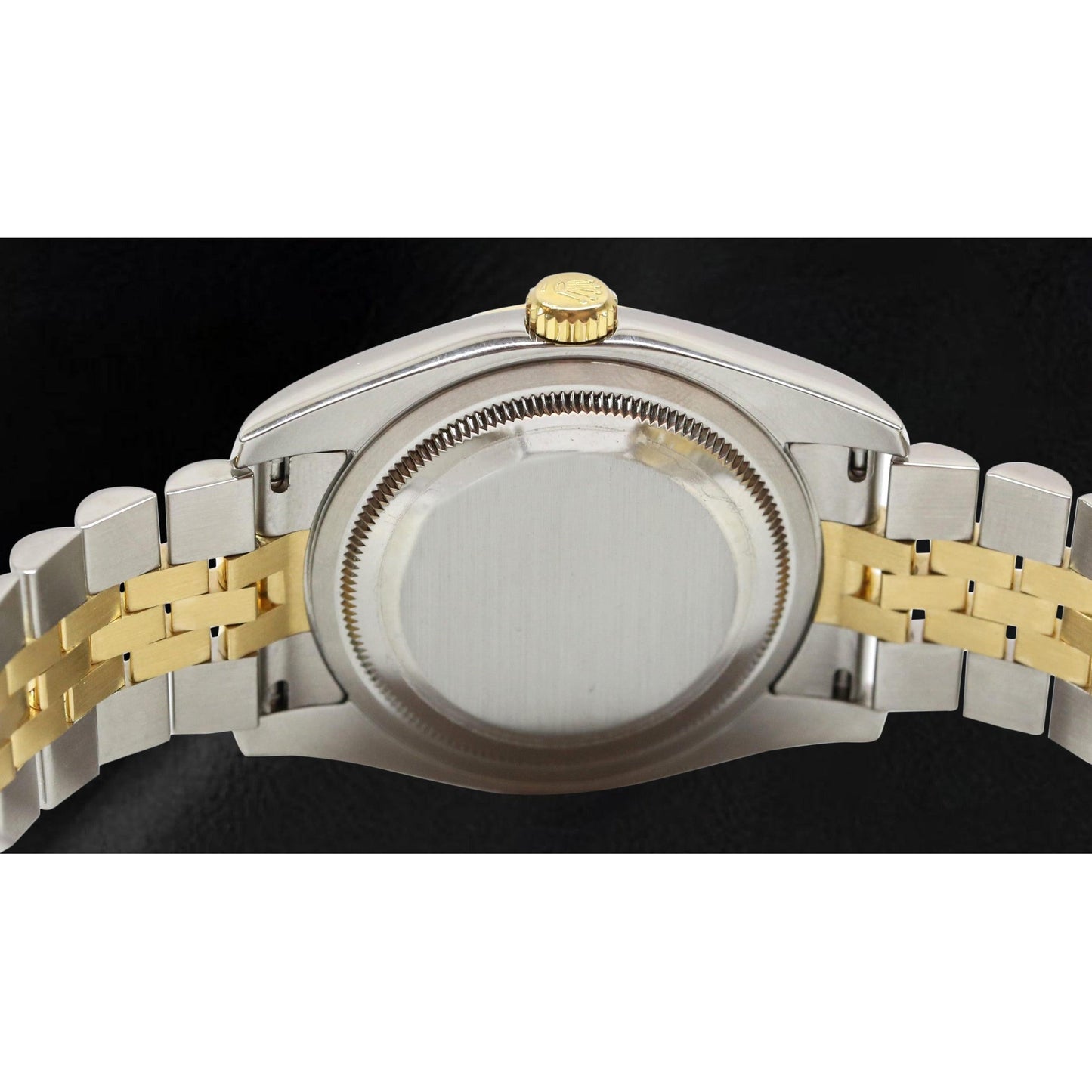 Gemstone Rolex in Sterling Silver Two Tone Gold – profile view
