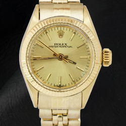 Rolex 24 mm Champagne Stick Dial Yellow Gold Watch