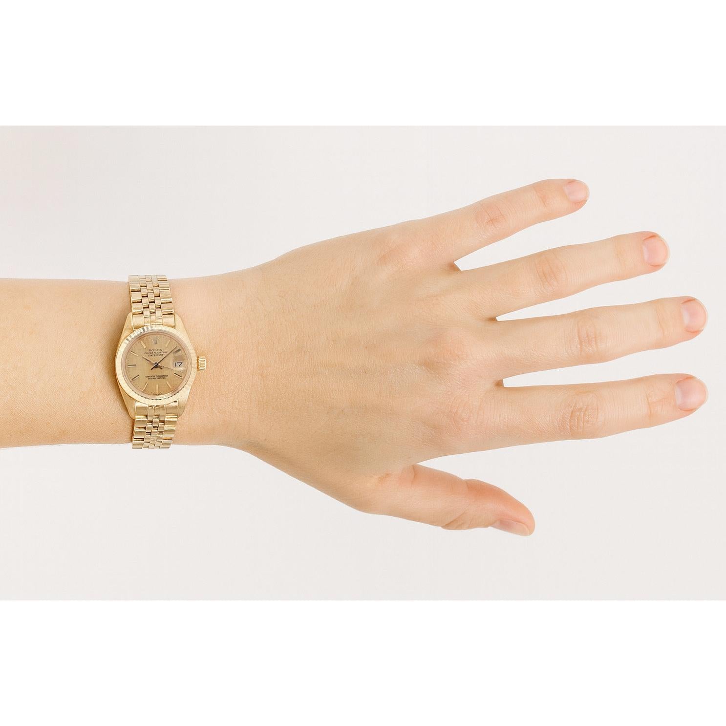 Rolex 26 mm Datejust Champagne Dial Yellow Gold Ladies Watch P4