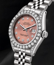 Rolex 26mm Datejust 6916 Salmon Diamond Dial Diamond Bezel Watch Stainless Steel