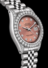Rolex 26mm Datejust 6916 Salmon Diamond Dial Diamond Bezel Watch Stainless Steel