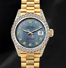 Rolex 26mm Datejust 69178 Blue Mother of Pearl Diamond Dial Yellow Gold Watch
