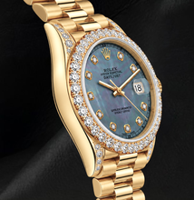 Rolex 26mm Datejust 69178 Blue Mother of Pearl Diamond Dial Yellow Gold Watch