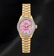 Rolex 26mm Datejust 69178 Pink Mother of Pearl Diamond Dial President Bracelet Watch 18K