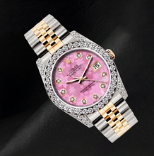 Rolex 26mm Datejust 6917 Pink Floral Diamond Dial Two Tone Watch