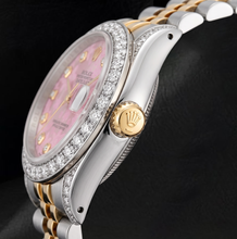 Rolex 26mm Datejust 6917 Pink Floral Diamond Dial Two Tone Watch
