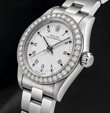 Rolex 26mm Oyster Perpetual 67193 White Roman Dial Stainless Steel Watch