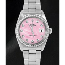 Rolex 31 mm Pink Mother of Pearl Diamond Dial Oyster Stainless Steel Watch
