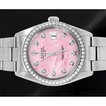 Rolex 31 mm Pink Mother of Pearl Diamond Dial Oyster Stainless Steel Watch
