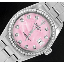 Rolex 31 mm Pink Mother of Pearl Diamond Dial Oyster Stainless Steel Watch