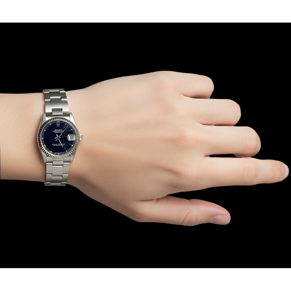 Rolex 31mm Date-just Stainless Steel Blue Stick Dial Watch P4