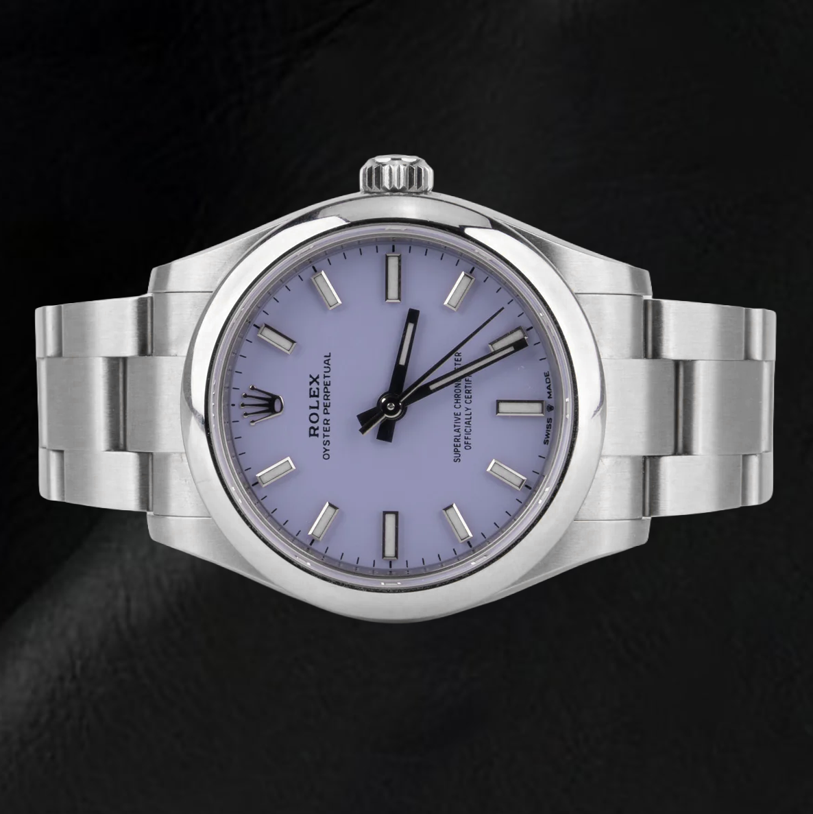 Rolex 36 mm Lavender Luminous Dial Stainless Steel Watch