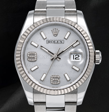 Rolex 36mm Datejust 116234 Silver Arabic Diamond Dial Stainless Steel Oyster Bracelet Watch