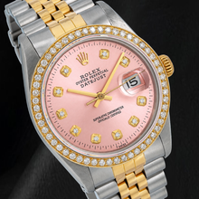 Rolex 36mm Datejust 16013 Pink Diamond Dial Watch Two Tone
