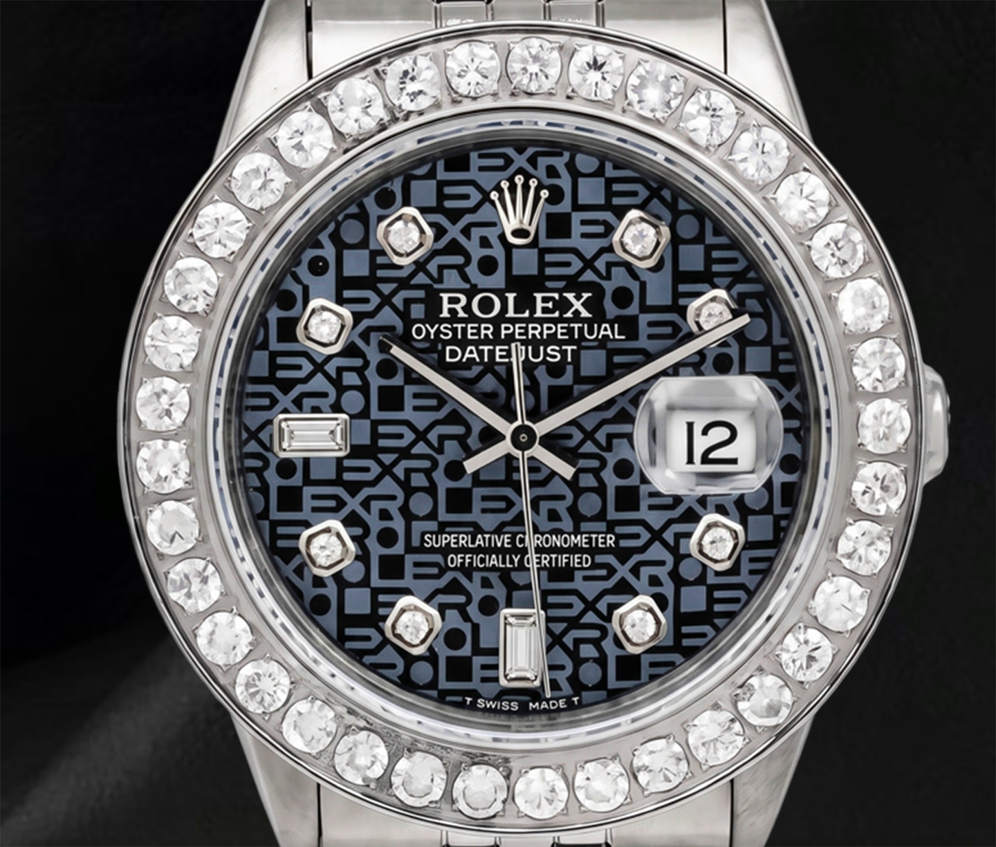 Rolex 36mm Datejust 16014 Blue Jubilee Diamond Dial Stainless Steel Watch