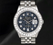 Rolex 36mm Datejust 16014 Blue Pattern Diamond Dial Stainless Steel Watch