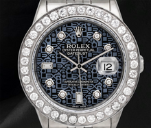 Rolex 36mm Datejust 16014 Blue Pattern Diamond Dial Stainless Steel Watch