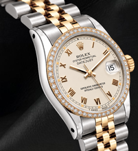 Rolex 36mm Datejust 16233 Ivory Roman Dial Two Tone Watch