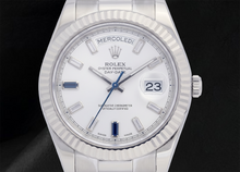 Rolex 41mm Day Date II 218239 White Baguette Diamond Dial White Gold President Bracelet 18K