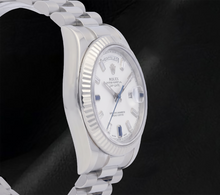 Rolex 41mm Day Date II 218239 White Baguette Diamond Dial White Gold President Bracelet 18K