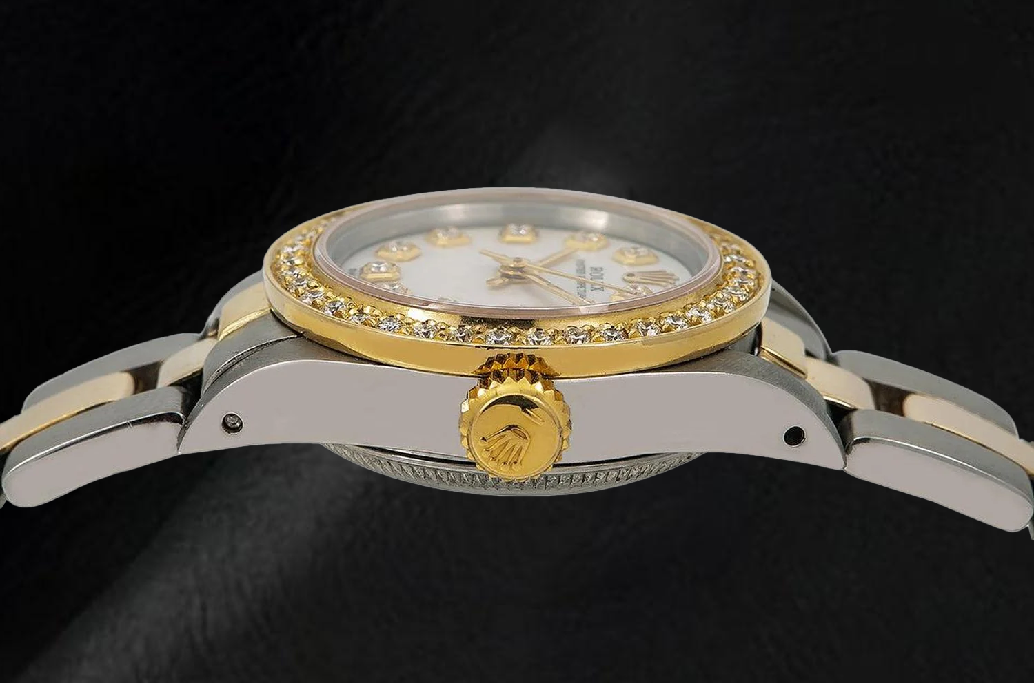 Rolex 6719 26 mm Two Tone Bracelet Mother Of Pearl Diamond Dial Ladies Watch