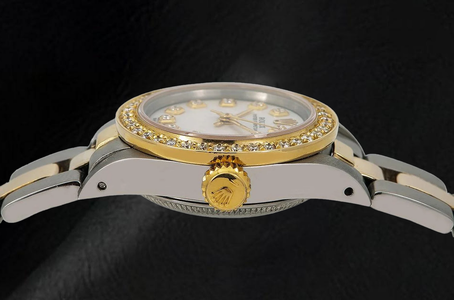 Rolex 6719 26 mm Two Tone Bracelet Mother Of Pearl Diamond Dial Ladies Watch