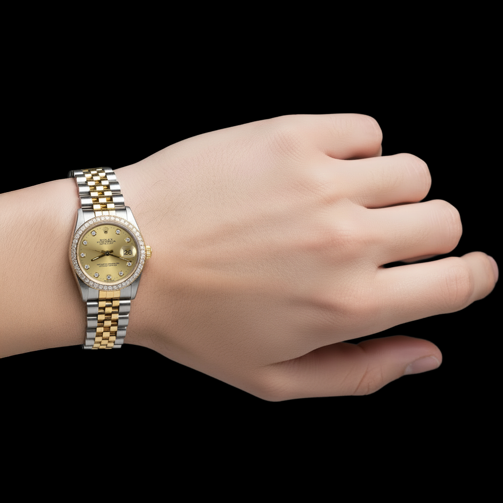 Rolex 68273 Date-just 31mm Champagne Natural Earth Mined Diamond Men Watch P4