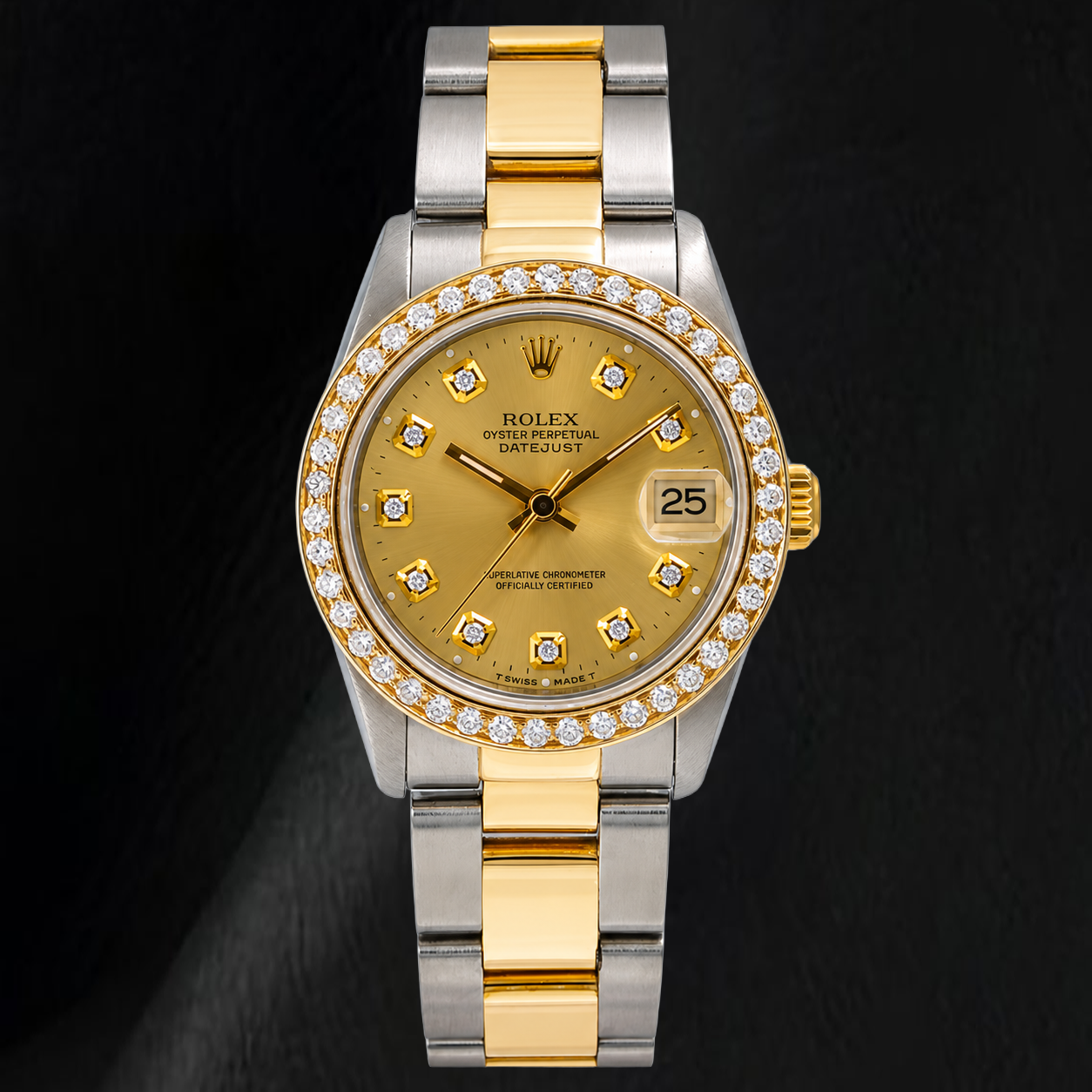 Rolex 68273 Datejust 31mm Champagne Diamond Dial Two Tone Watch