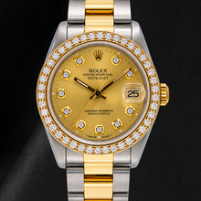 Rolex 68273 Datejust 31mm Champagne Diamond Dial Two Tone Watch