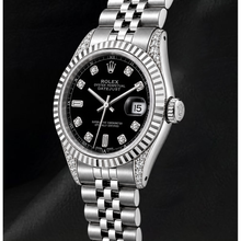 Rolex 6916 Black Diamond Dial 26mm Fluted Bezel Stainless Steel Watch