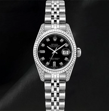 Rolex 6916 Black Diamond Dial 26mm Fluted Bezel Stainless Steel Watch