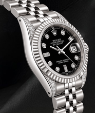 Rolex 6916 Black Diamond Dial 26mm Fluted Bezel Stainless Steel Watch