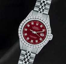 Rolex 6916 Datejust 26mm Red Diamond Dial Stainless Steel Diamond Bezel Watch