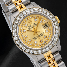 Rolex 69173 Datejust 26mm Champagne String Diamond Dial Two Tone Watch