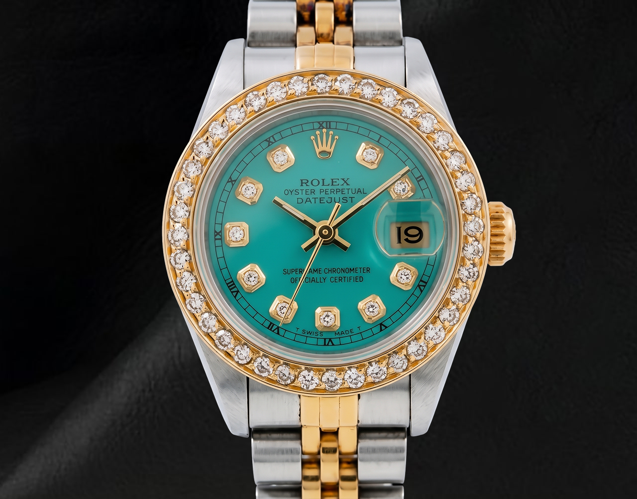 Rolex 69173 Datejust 26mm Turquoise Diamond Dial Yellow Gold and Stainless Steel Watch