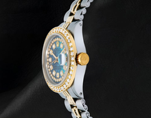 Rolex 6917 26mm Datejust Blue String Mother of Pearl Diamond Dial Two Tone Watch