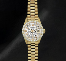 Rolex 6917 Datejust 26mm Floral Diamond Dial  President Bracelet Two Tone 18K Watch