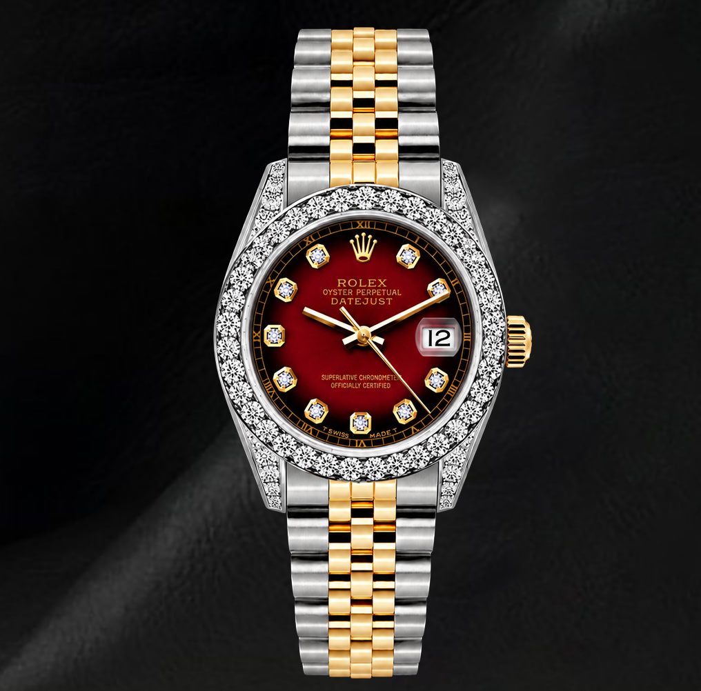 Rolex 6917 Datejust 26mm Red Diamond Dial Two Tone Watch