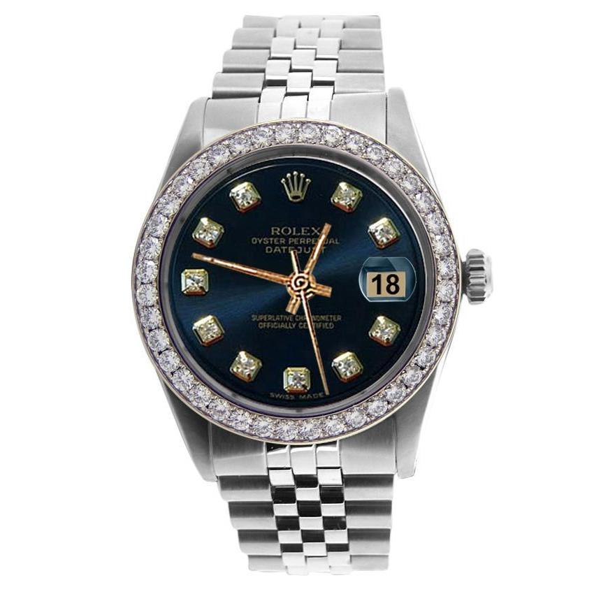 Rolex Blue Diamond Dial Men Watch