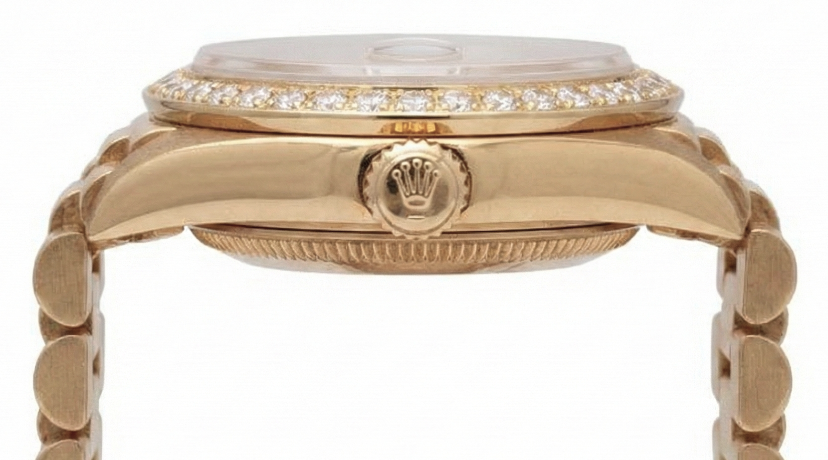 Rolex Champagne Stick Dial President Watch Dj Natural Earth Mined Diamond Bezel Yg